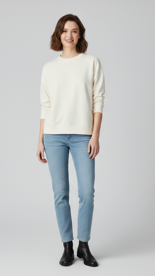 Essential Round Neck Knit Sweatshirt